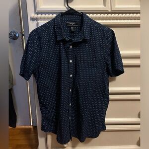 Short sleeved button down polka dot shirt